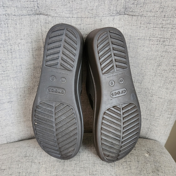 Crocs Dual Comfort Wedge Slides Sandals Sanran Brown Womens Size 9 W - Picture 7 of 10